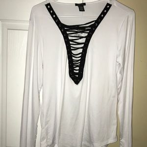 White lace up medium new with tags long sleeve